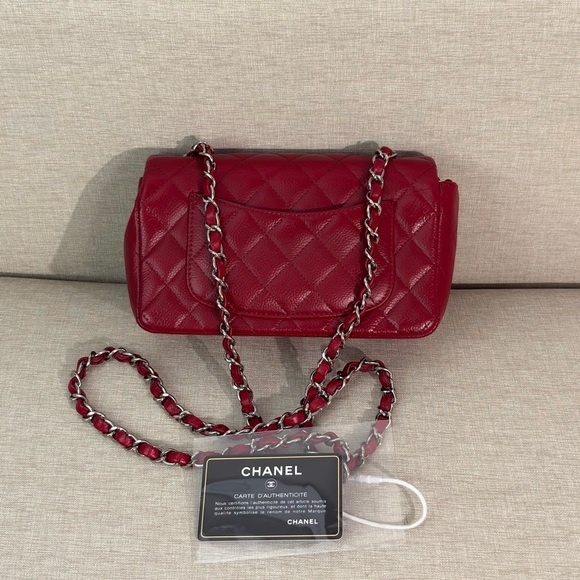 SOLD - CHANEL Red Caviar Quilted Classic Flap Bag Small SHW - Picture 4 of 17